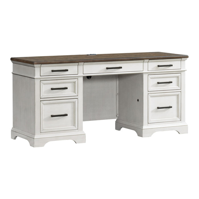 Drake - 66" Credenza - Rustic White / French Oak