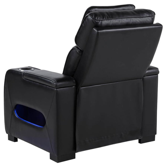 Zuma - Faux Leather Upholstered Dual Power LED Recliner - Black