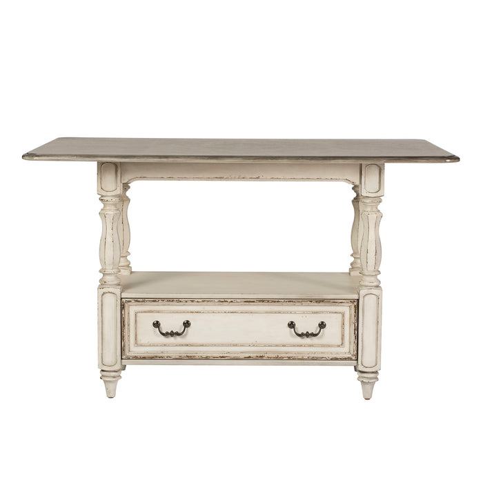 Magnolia Manor - 5 Piece Gathering Table Set - Antique White / Dark Brown