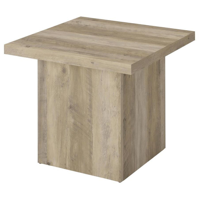 Devar - Square Engineered Wood End Table - Distressed Pine