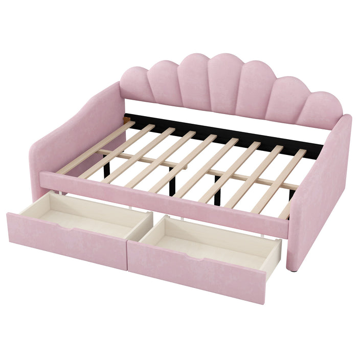 Upholstery Daybed Frame With Shell Shaped Backrest