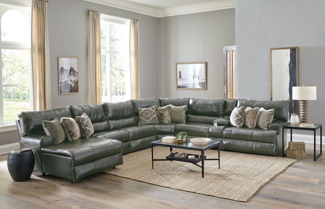 Como - 7 Piece Italian Leather Match Reclining Sectional