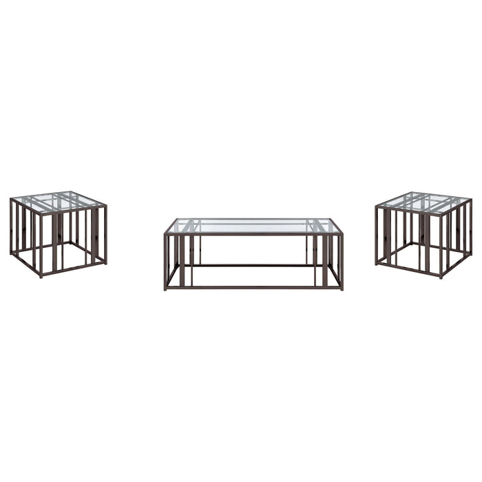 Adri 3-piece Coffee and End Table Set Black Nickel