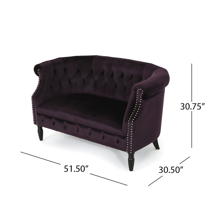 Antique Chesterfield Style Loveseat With Button Tufting