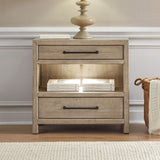 Proximity Place - Bedside Chest With Charging Station - Barley Buff