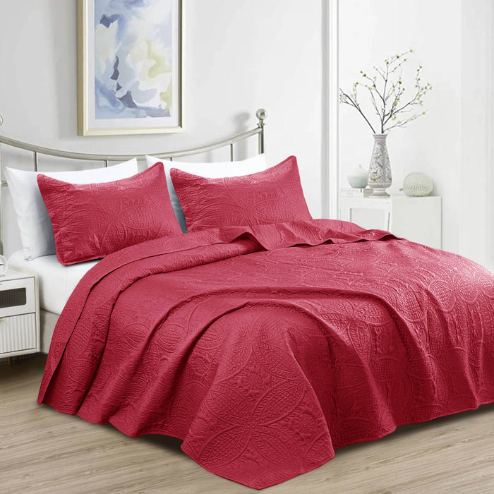 Quilted Bedspread 3 Pc Coverlet Bedding Quilt Set All Season
