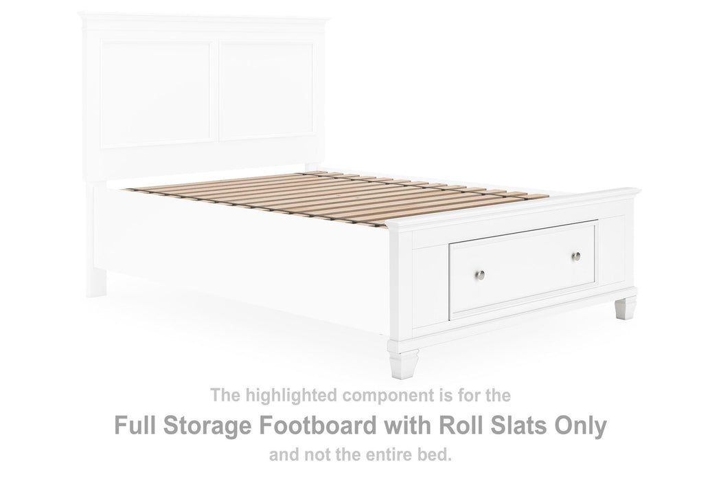 Fortman - Full Storage Footboard With Roll Slats - White
