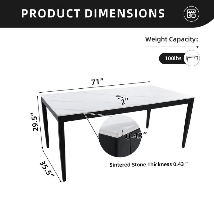 Outdoor Modern Patio Dining Table, Post Tapered Legs, Weatherproof & Rust Free