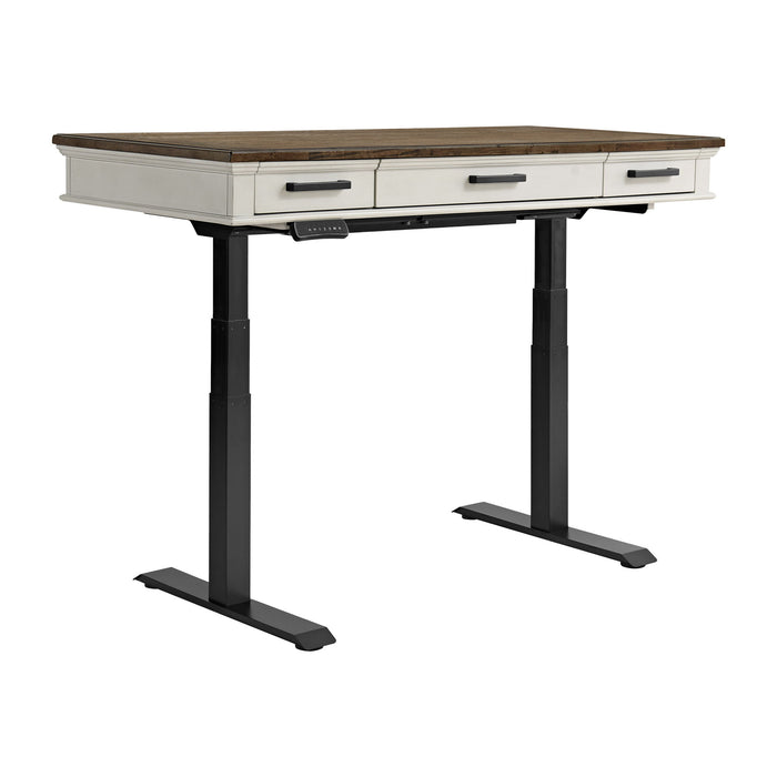 Drake - Lift Desk - Rustic White / French Oak
