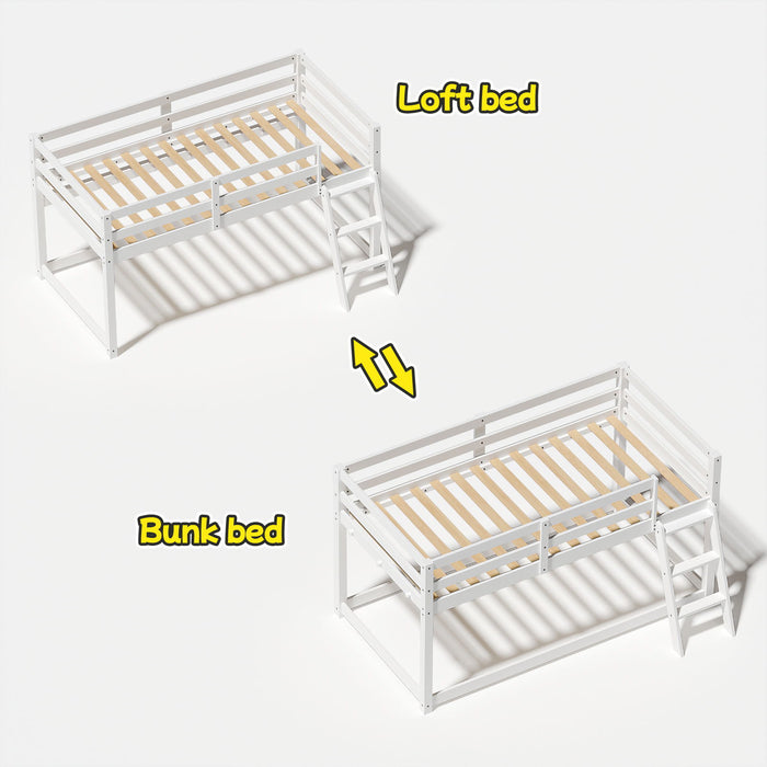 Twin Low Bunk Bed With LED Strip Lighting - White