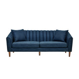 Contemporary 3 Seater Sofa With Button Tufted Design - Navy Blue