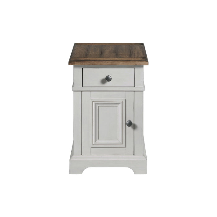 Drake - Chairside Table - Rustic White / French Oak