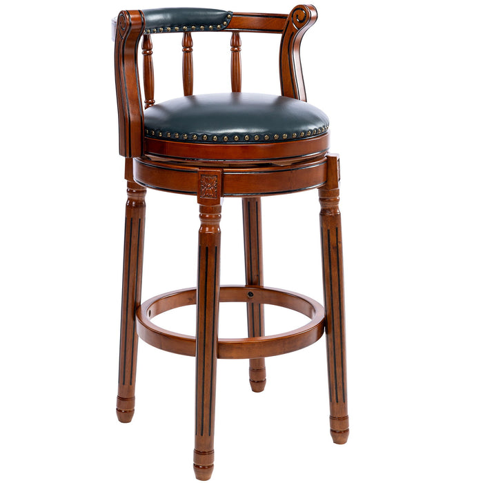 Swivel Cow Top Wooden Bar Stool, 360 Degree Swivel Bar Height Chair With Backs For Home Kitchen Counter