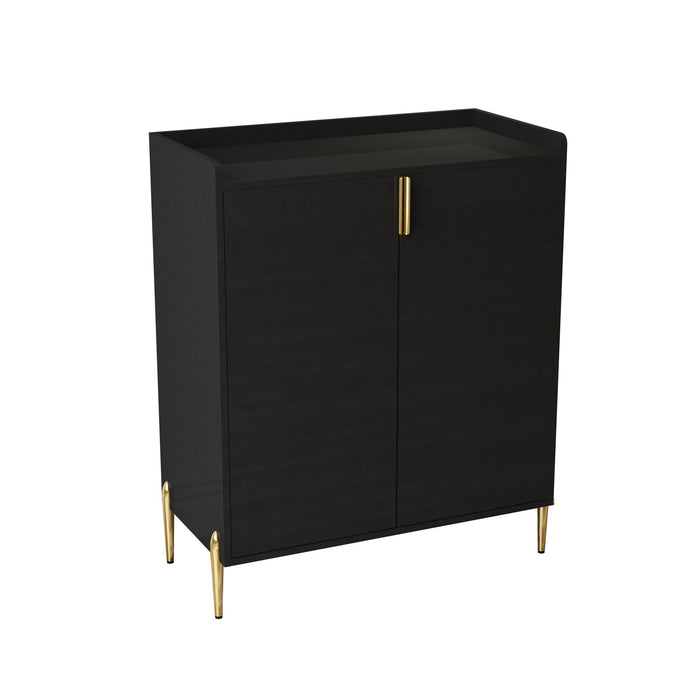 Wine Bar Cabinet With Adjustable Shelf, 2 Door Sideboard With Soft-Closing Hinges And Feet