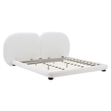 King Size Upholstered Platform Bed With Split Headboard - White