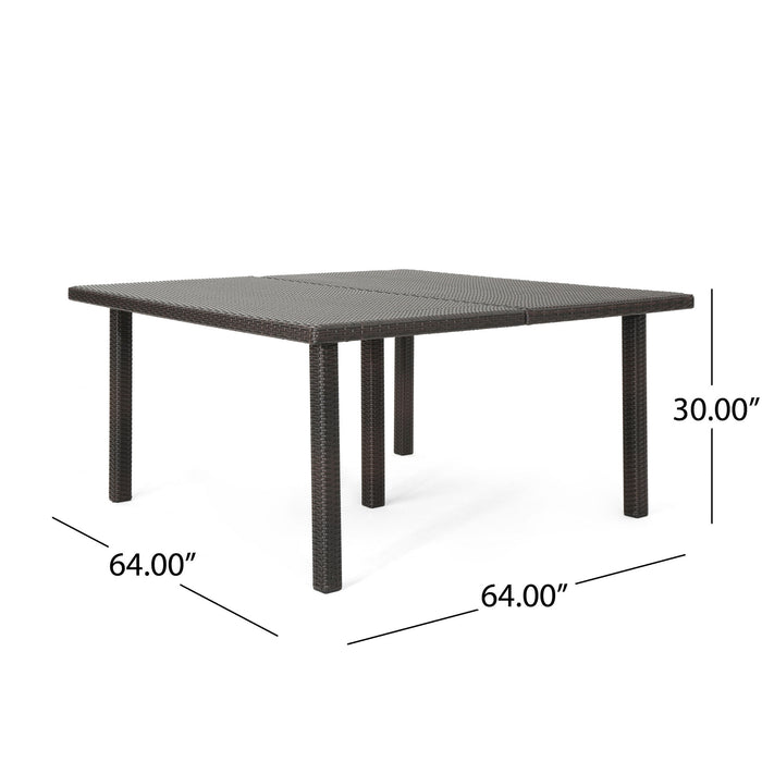 Outdoor Square Rattan Wicker Dining Table - Brown