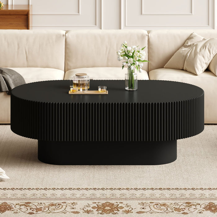 Oval Coffee Table With Thick Tabletop For Living Room