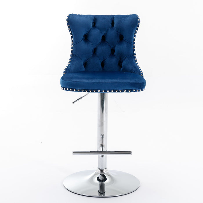 Swivel Barstools Adjusatble Seat Height From 25-33", Modern Upholstered Base Bar Stools With Backs Comfortable Tufted For Home Pub And Kitchen Island (Set of 2)