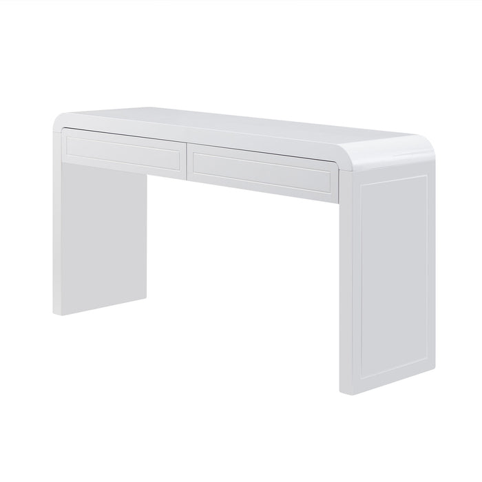 Curved Console Table With Storage, 2 Drawers - White
