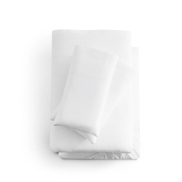 Linen-Weave Cotton - Queen Sheet Set - White