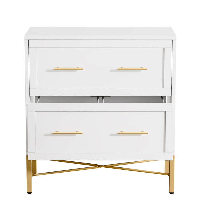 2 Drawer Lateral File Cabinet With Anti Tilt Safety, Filing Storage For Letter / Legal / A4 Files - White