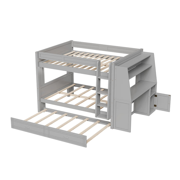 Multifunctional Bunk Bed With Desk, Bookshelves