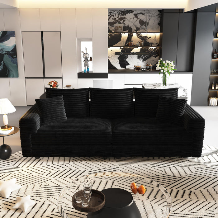 4 Seat Sofa, Modern Comfy Upholstered Sofa Cloud Couch, Deep Seat Couches With Soft Pillows