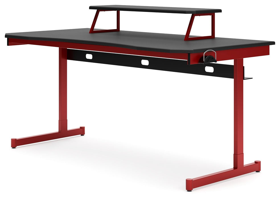 Lynxtyn - Red / Black - Home Office Desk with Raised Monitor Stand