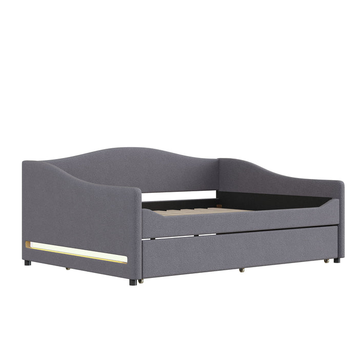 Upholstered Daybed With Light And Trundle
