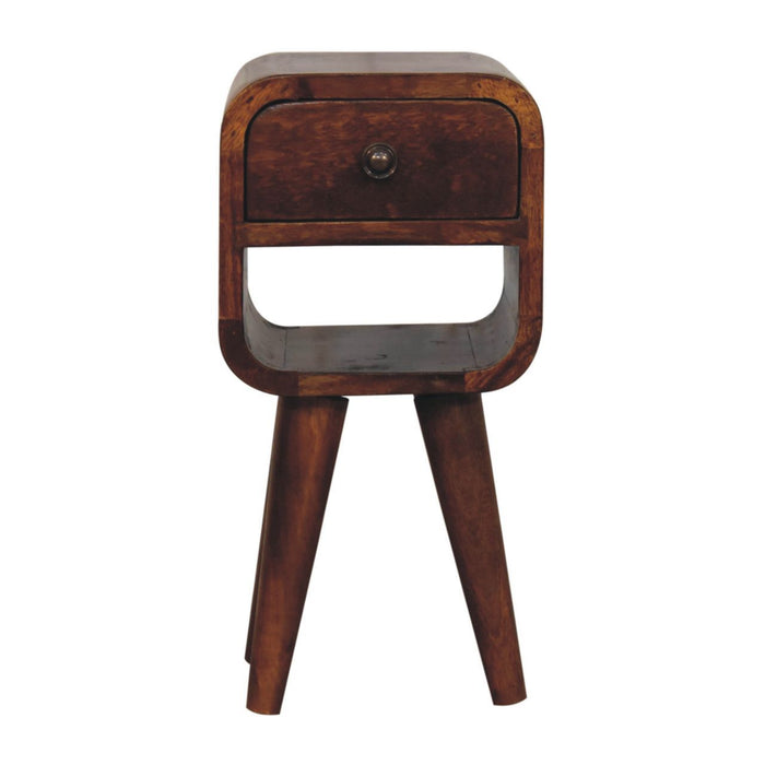 Mini California Curved Nightstand Wth Lower Slot