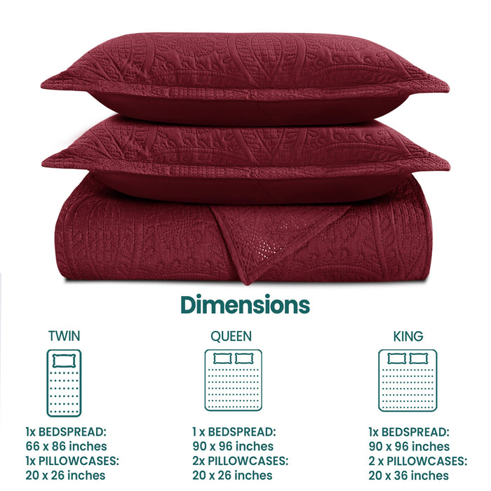 Quilted Bedspread 3 Pc Coverlet Bedding Quilt Set All Season