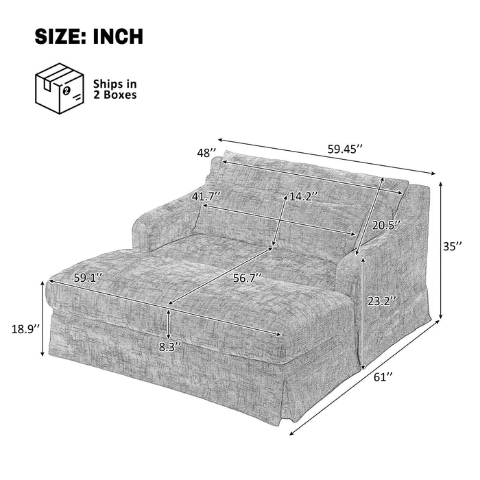 Sofa Bed Loveseat With Textured Surface And 2 Cushions