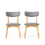 Mid Century Fabric Dining Chairs With Natural Oak (Set of 2) - Dark Gray