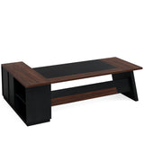 L-Shaped Executive Desk With File Cabinet & Drawers, Large Home Office Computer Workstation