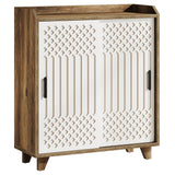 Sliding Door Sideboard Buffet Cabinet With Storage For Dining Room - Brown / White