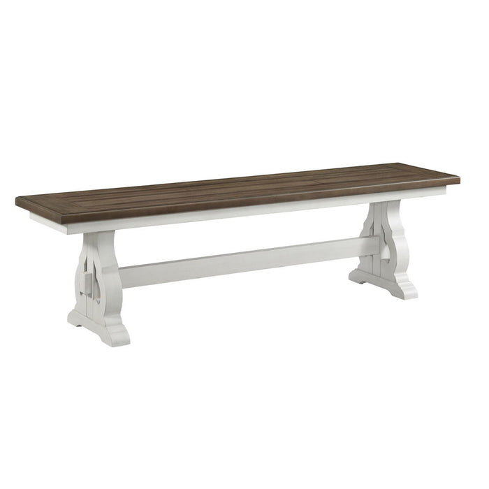 Drake - Dining Bench - Rustic White / French Oak