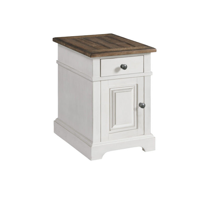 Drake - Chairside Table - Rustic White / French Oak