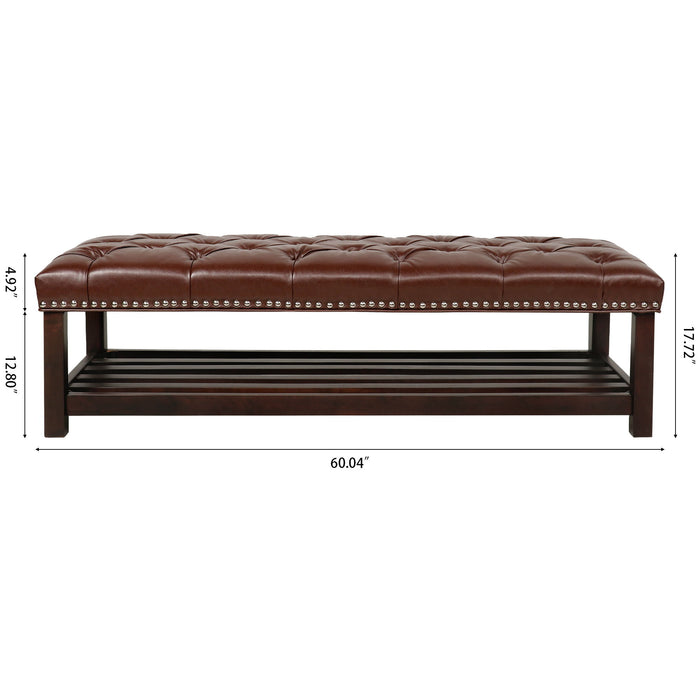 Bedroom End Of Bed Bench Tufted Upholstered End Of Bed Bench End Of Bed Entrance Shoe Bench With Nailhead Trim And Shelf Bedroom Upholstered Bench Living Room Shoe Rack Footstool