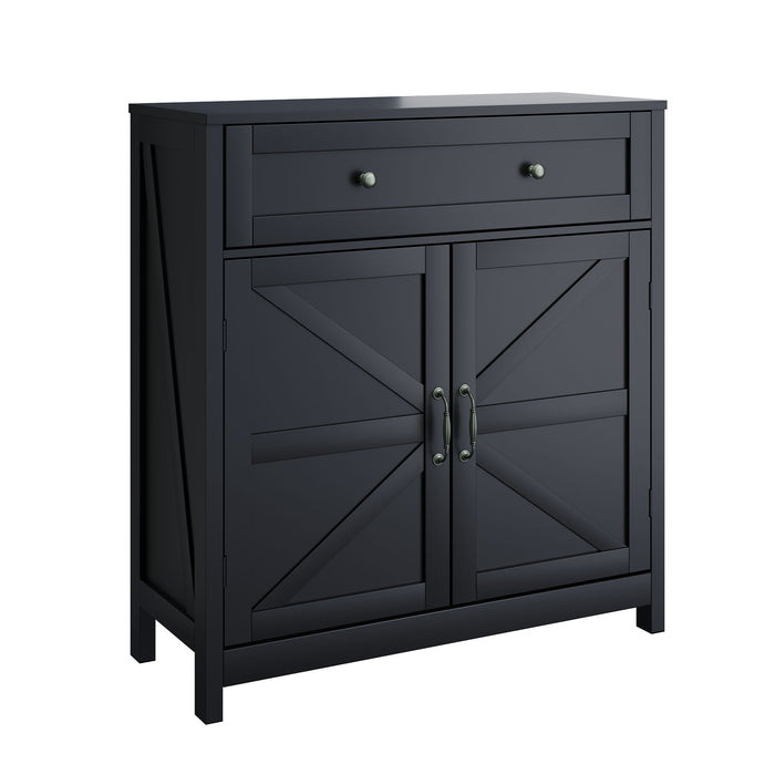 Farmhouse Storage Cabinet With Drawer And Adjustable Shelf