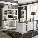 Allyson Park - 3 Piece Home Office Set (Complete Desk) - Wirebrushed White / Charcoal