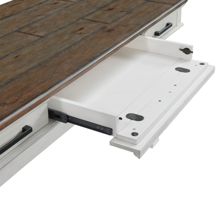 Drake - 60" Writing Desk - Rustic White / French Oak