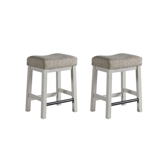 Drake - Backless Stool - Rustic White / French Oak