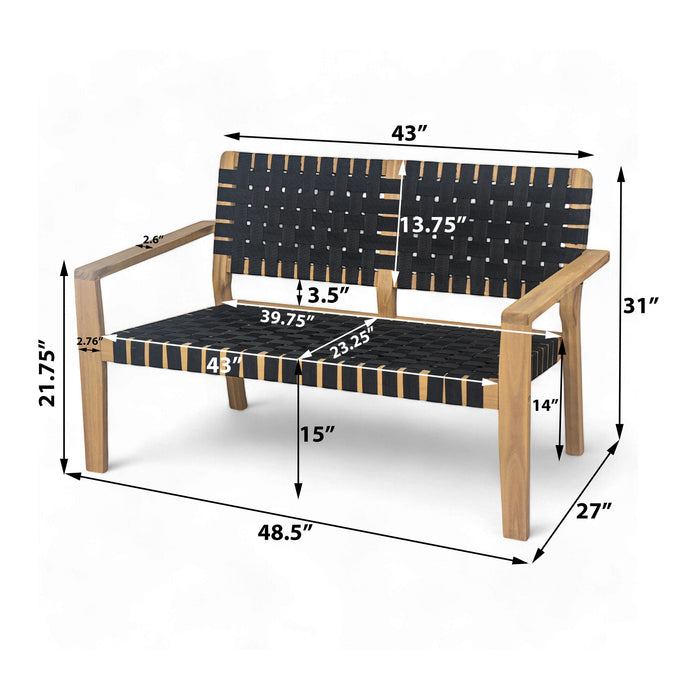 Woven Rope Outdoor Deep Seating Porch Loveseat For Garden