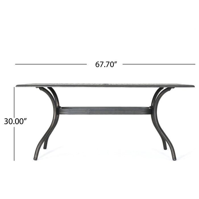 Enchantia - Outdoor Rectangular Dining Table With Weave Tabletop And Flared Legs - Copper