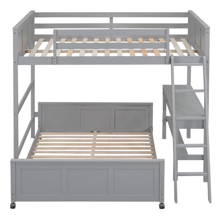 Full Over Full Bunk Bed With Desk