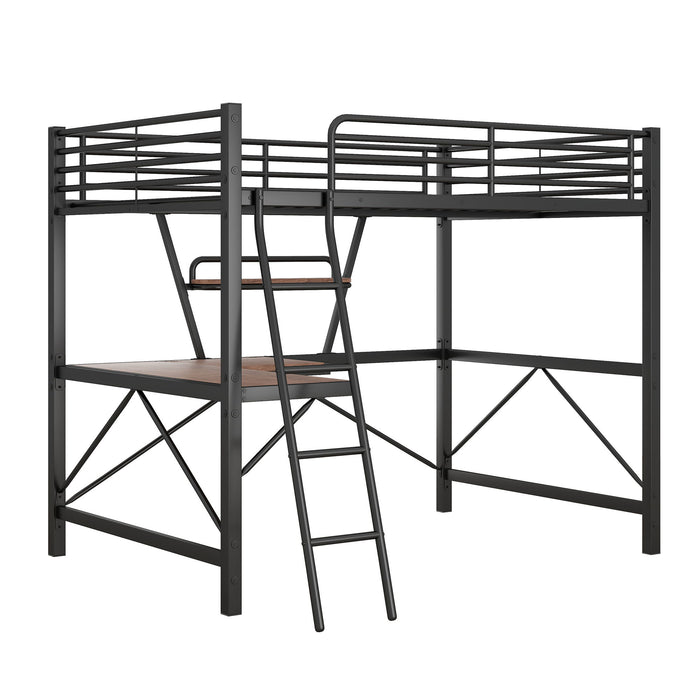 Loft Bed With Desk And Shelf, Modern Design