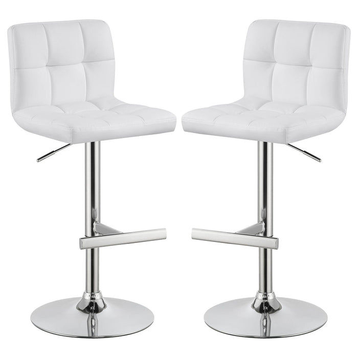 Lenny Upholstered Adjustable Bar Stool White (Set of 2)