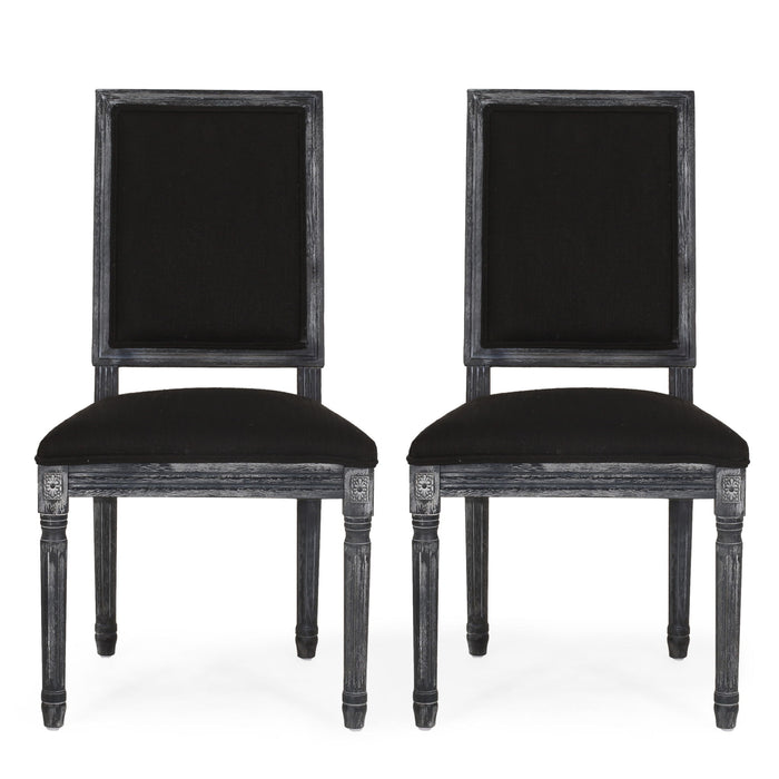 French Country Style Dining Chair With Upholstered Seating And Fluted Legs