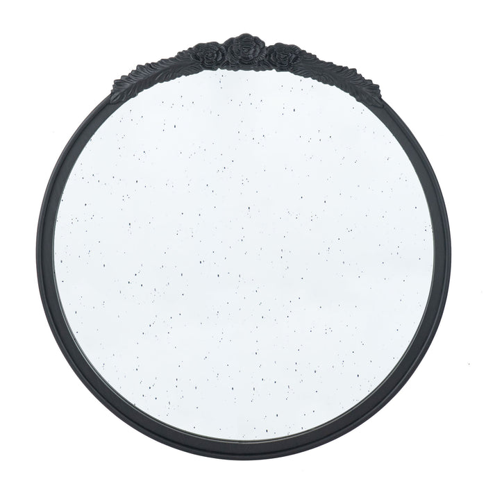 Round Hand Carved Rose Antique Mirror Frame, Wall Mirror For Live Space