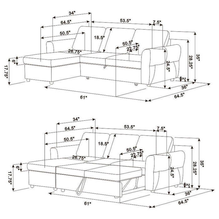 Kenna- Sleeper Sectional Sofa With Storage Ottoman